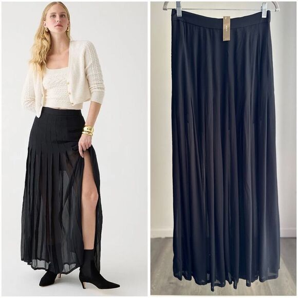 NWT J. Crew Collection Bestseller Maxi Skirt Lightweight Chiffon Black 2 BV438 V - Picture 1 of 11